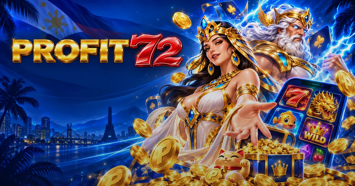 Profit 72 blue, gold and red brand artwork